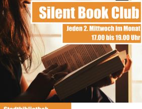 Plakat zur Veranstaltung "Silent Book Club" in der Stadtbibliothek